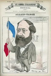 Portret Francois Allain-Targe Allain Targe (1832-1902), francuskiego prawnika, sędziego, dziennikarza i polityka, był ministrem spraw wewnętrznych i ministrem finansów w gabinecie Gambetty. Karykatura Gilla, Paryż.