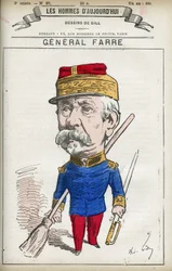 Portret Jean Joseph Frederic Albert Farre (1816-1887), żołnierza francuskiego, w 1870 mianowany generałem i ministrem wojny. Karykatura Gilla, Paryż.