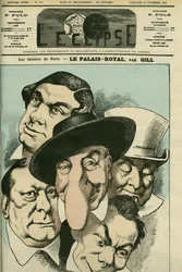 Teatr „Le Palais royal”” z Geoffroyem, Julesem Brasseurem (1829-1890), Hiacyntem, Lassouche i Lheritierem, francuskimi aktorami. Okładka w „” L