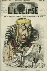 Zombe-Fatoum (Zombe-Fatoum) (1836-1878), królowa Moheli na Komorach, odwiedzająca Francję w Fatimie. Okładka w „Zaćmieniu” Gill, lipiec