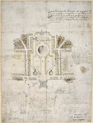 Projekt zagospodarowania ogrodu i parku przy Domu Królowej, Greenwich, 1662 (pióro, tusz i wash)