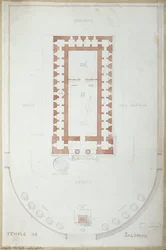 Plan Świątyni Salomona w Jerozolimie, połowa XIX w. (atrament i wc na papierze)