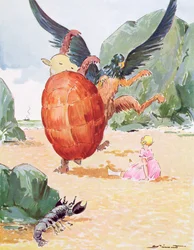 Alice, the Gryphon and the Mock Turtle, ilustracja z „Alicji w krainie czarów” Lewisa Carrolla (1832-98) wydanej przez Editions Delagrave, Paryż