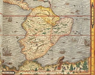 Mapa Ameryki Południowej z Cosmographie autorstwa Andre Thevet