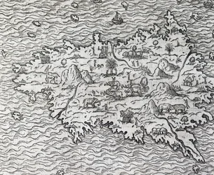 Mapa Sumatry, rycina Andre Thevet (1504-1592), Paryż, Francja