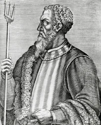 Portret Andrei Dorii (1466-1560), włoskiego admirała i polityka, rycina z Prawdziwe portrety i życie wybitnych mężczyzn