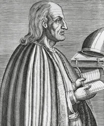 Portret Anzelma z Canterbury zwanego również Anzelmem z Aosty (1033-1109), świętego, teologa i doktora Kościoła, arcybiskupa Canterbury, rycina z 1584 roku autorstwa Andre Theveta (1502-1590)
