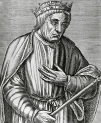 Portret króla Polski Kazimierza III Wielkiego (1310-1370), sztych z Les Vrais pourtraits et Lives des Hommes illustres
