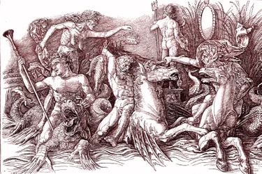Bitwa Bogów Morskich według Andrei MANTEGNY (1431-1506).