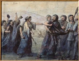 Córka Jeftego (akwarela) rysunek tuszem indyjskim, cm. 31x23,5.