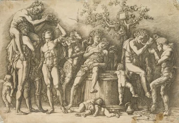 Bachanalia z kadzią na wino, ok.1470-90 (grawerowanie i sucha igła)