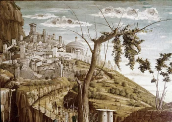 Chrystus modlący się w ogrodzie drzew oliwnych, lewa część predelle, Ołtarz San Zeno (tempera na drewnie, ok. 1457-1460)