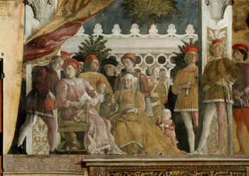 Dwór Gonzagów, fresk w Camera degli Sposi w Palazzo Ducale w Mantui, 1474