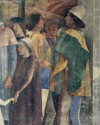Fryderyk III Habsburg, Christian I z Danii i Federico I Gonzaga, fragment ze Ściany Spotkań, Andrea Mantegna (1431-1606), fresk, Zamek San Giorgio, Sala Ślubna lub Camera Picta, Mantua