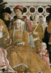 Lodovico Gonzaga z rodziną, Barbara Brandenburska z dwójką dzieci (fresk)