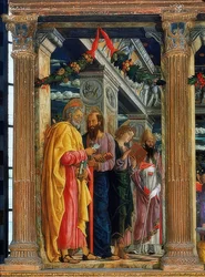 Ołtarz San Zeno. Lewa strona. 1457-1460. Na zdjęciu Szymon Piotr, Paweł z Tarsu, Jan Ewangelista i Zenon z Werony