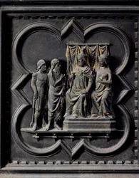 St John the Baptist upomina króla Heroda (21 pne-39 AD), jedenasty panel południowych drzwi baptysterium San Giovanni, 1336 (brąz)