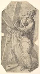 Św. Andrzej trzymający duży krzyż, z „Chrystusa i apostołów”, ca. 1548-50.