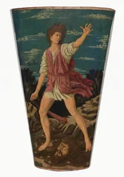 Dawid z głową Goliata, ok. 1450-1455 (tempera na skórze na drewnie)