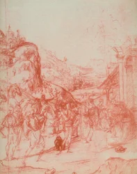 Adoracja Trzech Króli, rys. Andrea del Sarto. Gabinet Rysunków i Grafiki, Galeria Uffizi, Florencja