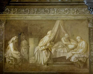 Historie św Jana autorstwa Andrei del Sarto (1486-1530), fresk, Detal, Klasztor Scalzo, Florencja
