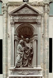 Niedowiarstwo świętego Tomasza, rzeźba z brązu autorstwa Andrea di Francesco di Cione, zwanego il Verrocchio (1435-1488), Florencja, Chiesa di Orsanmichele
