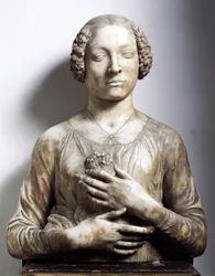 Kobieta z bukietem kwiatów. Rzeźba marmurowa, ok. 1475-1480. Wysokość 58 cm. Florencja, Museo Nazionale del Bargello