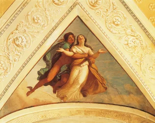 Ramka z Merkurym, fresk Andrea Appiani (1754-1817), Villa Reale, Monza, Włochy