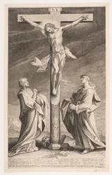 Chrystus na krzyżu między Maryją a Janem