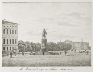 Widok na Pole Marsowe i pomnik Suworowa w Petersburgu, 1821-1822