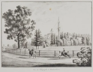 Widok pawilonu saneczkowego i telegrafu w Oranienbaum, 1821-1822