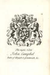 Herb i herb prawego szlachcica Johna Campbella, 2. księcia Argyll i Greenwich,
