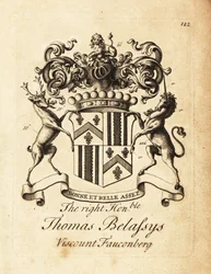 Herb Wielmożnego Tomasza Belasyse, hrabiego Fauconberga lub Thomasa Belassysa, wicehrabiego Fauconberga (1699-1774)