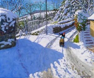 Sanki w Wirksworth, Derbyshire, 2024 (olej na płótnie)