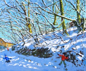 Snowballing, Upper Hulme, Staffordshire, 2020, (olej na płótnie)