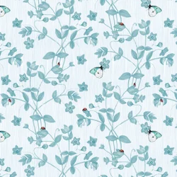 Ladybird and Butterfly Floral, 2017, tusz, akwarela, cyfrowa