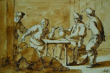 W barze, 1633 (pióro i tusz na papierze)