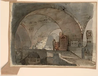 Scenografia, podziemna przestrzeń sklepiona z grobowcami