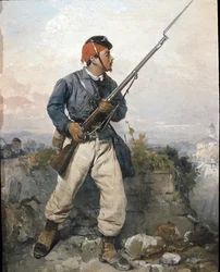Żołnierz garnizonu "Łowców Alp" armii Garibaldiego, około 1859 (olej na płótnie)
