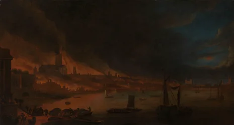 Wielki pożar Londynu, ok. 1666-1700 (olej na płótnie)