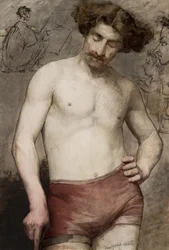 Polish: Półakt męski - studium Study of a semi-nude male