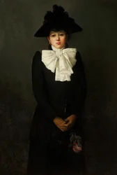 Portret młodej kobiety z różą w dłoni