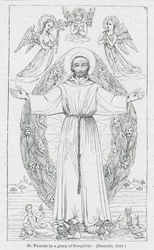 Święty Franciszek w chwale serafinów (litografia)