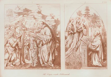 Dziewica odwiedza świętego Bernarda z Clairvaux (litografia)