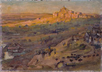 Toledo Hiszpania, Afternoon Sun (olej na płótnie naklejonym na deskę warstwową)