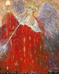 Anioł życia, 2009 (olej i złoto płatkowe na belgijskim płótnie)