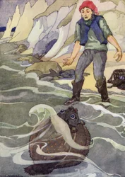 Rybak i jego żona, bajka braci Grimm (kolor lito)