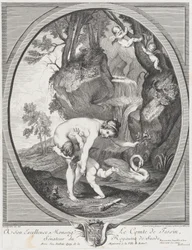 Wenus łapiąca miłość lub Wenus chłostająca miłość, ca. 1741. Twórcy: Caylus, Anne-Claude-Philippe de, Etienne Fessard.