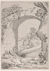 Krajobraz z mostem, XVIII wiek.