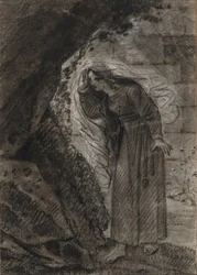 Agnès wchodząca do groty, ok. 1790-1800 (czarna kreda)